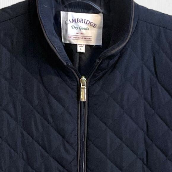 CAMBRIDGE DRY GOODS VEST Women's SZ L Navy Diamond Quilted Faux Leather Piping - Picture 4 of 9